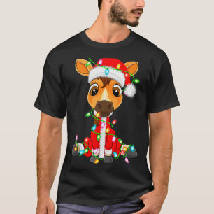 Horse Christmas Lights Santa Costume Cute Animal X T-Shirt