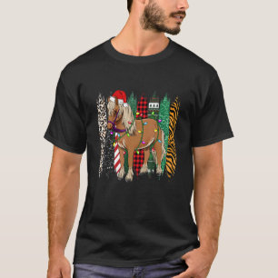 Horse Christmas Pyjamas Light Santa Hat Red Plaid T-Shirt