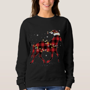 Horse Christmas Red Plaid Buffalo Pajama Horse Rid Sweatshirt