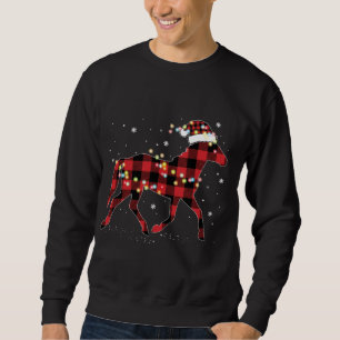 Horse Christmas Red Plaid Buffalo Pajama Horse Rid Sweatshirt