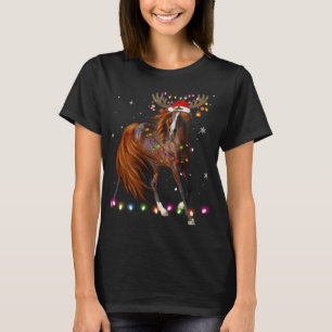 Horse Christmas Reindeer Lights Funny Horse Xmas G T-Shirt