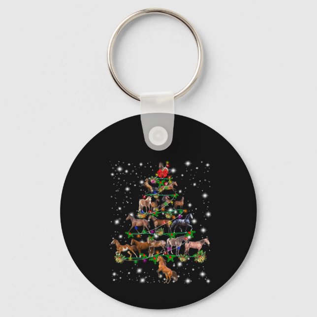 Horse Christmas Tree Covered By Flashlight Key Ring (Front)