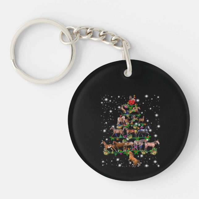 Horse Christmas Tree Covered By Flashlight Key Ring (Front)