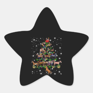 Horse Christmas Tree Covered By Flashlight Star Sticker