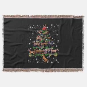 Horse Christmas Tree Covered By Flashlight Throw Blanket