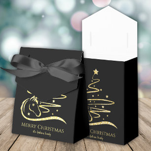 Horse Christmas tree Gold glitter Equestrian Favour Box