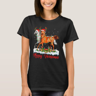 Horse Christmas Xmas Light Santa Horse Merry Chri T-Shirt