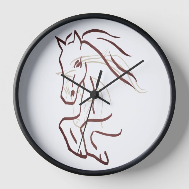 Horse Clock - Line drawing (Front)