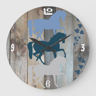 Horse Clock Wood Background