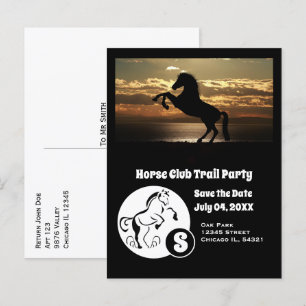 Horse Club Trail Party Monogram Photo Invitation Postcard