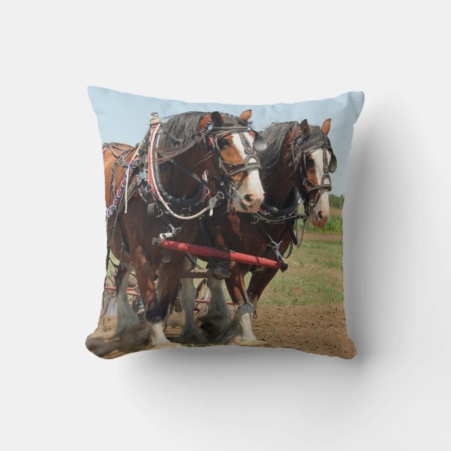 Horse Clydesdale Farming Photo Cushion (Front)