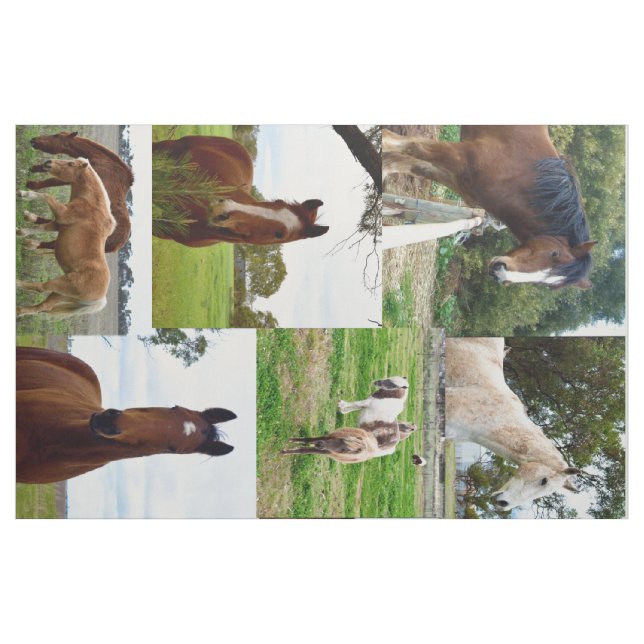Horse_Collage, Combed Cotton (56" width) Material. Fabric (Yard)