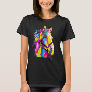 Horse Colourful Head Pop  Style   T-Shirt