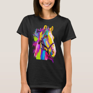 Horse Colourful Head Pop  Style   T-Shirt