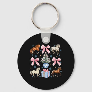 Horse Coquette Bow Christmas Horses Farmer Cowgirl Key Ring