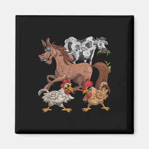 Horse Cow Chicken Kids Farm Gift Funny Farmer Anim Magnet