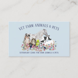 Horse Cow Sheep Dog Cat Bird Animal Pet blue Business Card