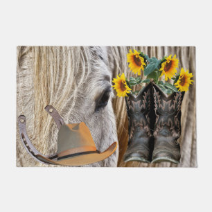 Horse Cowboy Boots Cowboy Hat Horseshoe Doormat
