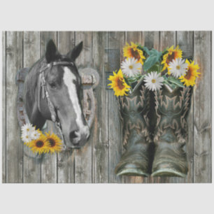 Horse Cowboy Boots Horseshoe Sunflowers Daisies Tissue Paper