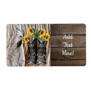 Horse Cowboy Boots Sunflowers