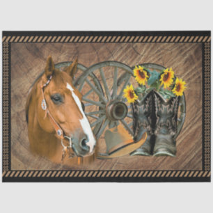 Horse Cowboy Boots Wagon Wheel Rustic Barn Wood Tissue Paper