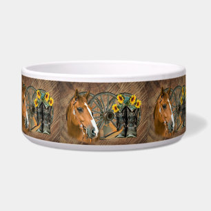 Horse Cowboy Boots Wagon Wheel Sunflowers Western