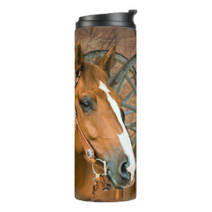 Horse Cowboy Boots Wagon Wheel Sunflowers Western Thermal Tumbler