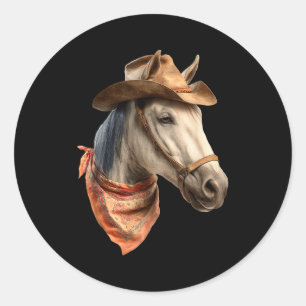 Horse Cowboy Equestrian Riding Funny Graphic  Classic Round Sticker