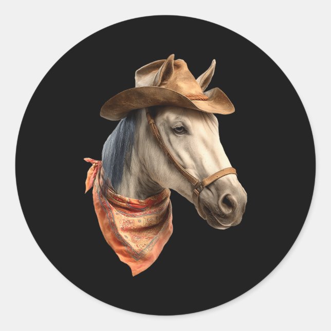 Horse Cowboy Equestrian Riding Funny Graphic  Classic Round Sticker (Front)