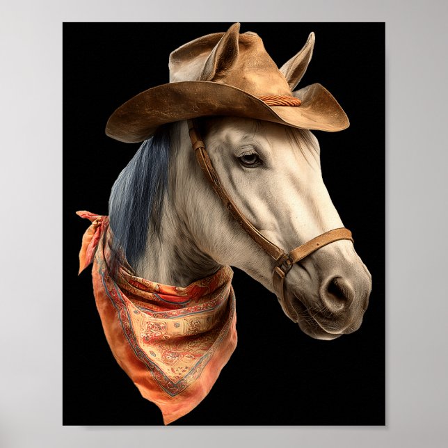 Horse Cowboy Equestrian Riding Funny Graphic  Poster (Front)
