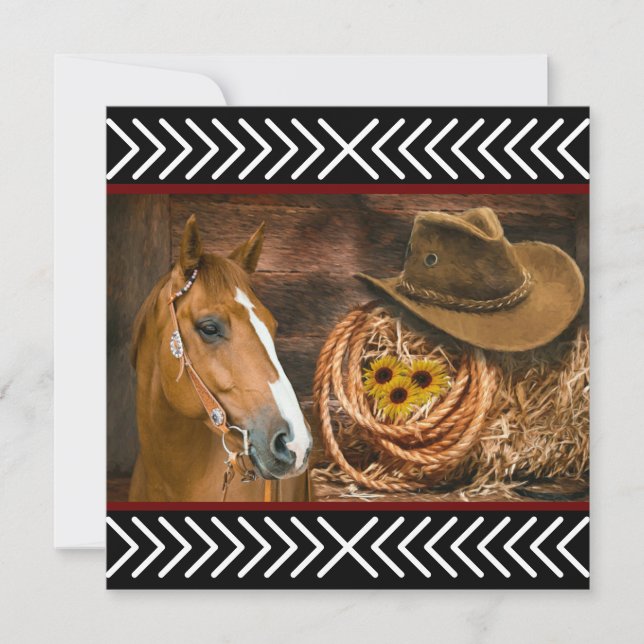 Horse Cowboy Hat Lasso Western Pattern Invitation (Front)
