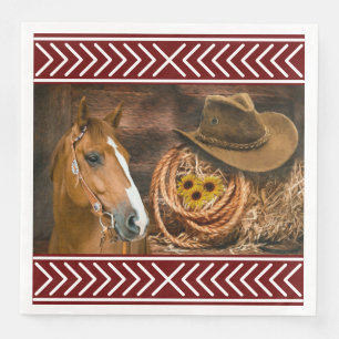 Horse Cowboy Hat Lasso Western Pattern  Napkin