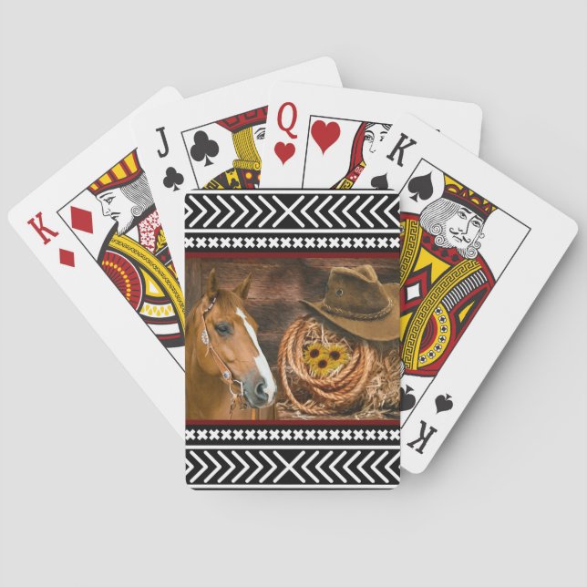 Horse Cowboy Hat Lasso Western Pattern Playing Cards (Back)