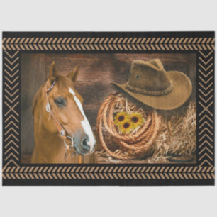 Horse Cowboy Hat Lasso Western Sunflowers Tissue Paper