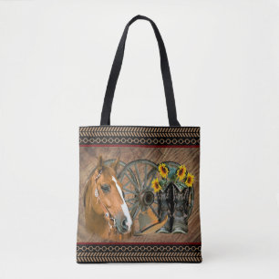 Horse Cowboy Hat Lasso Western Sunflowers Tote Bag