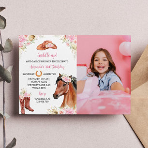 Horse Cowgirl Birthday Photo Invitation