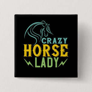 Horse - Crazy Horse Lady 15 Cm Square Badge