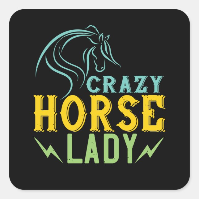 Horse - Crazy Horse Lady Square Sticker (Front)