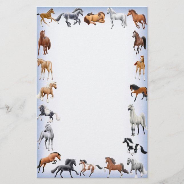 Horse Crazy Stationery Blue (Front)
