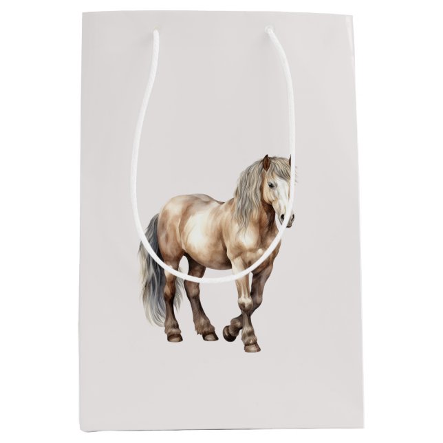 Horse Cream Birthday Medium Gift Bag (Front)