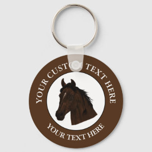 Horse Custom Text Classic Icon Logo  Key Ring