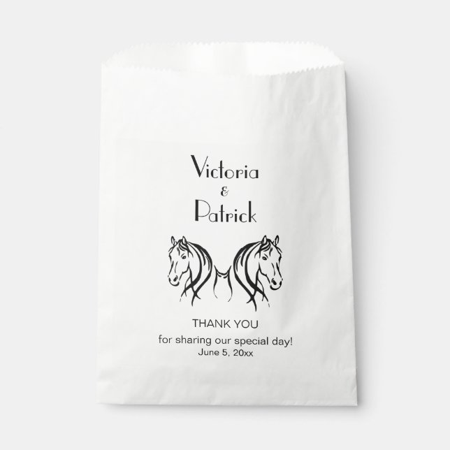 Horse Custom Thank You Wedding Favour Bag (Front)