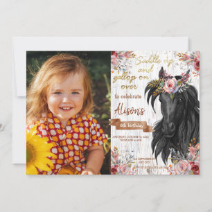 Horse cute pink Birthday Party  Invitation