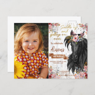 Horse cute pink Birthday Party Postcard