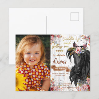 Horse cute pink Birthday Party  Postcard