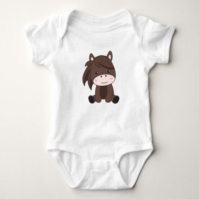 Horse Cute Pony Equine Rider For Children Baby Bodysuit (Front)