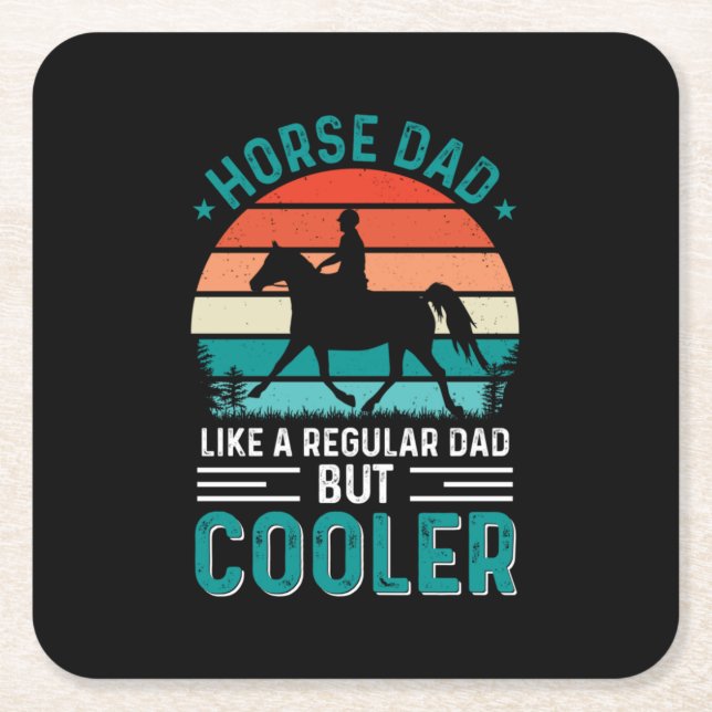 Horse Dad Square Paper Coaster (Front)