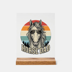 Horse Dad Vintage Sunset Engraving Vector Design_1 Acrylic Sign