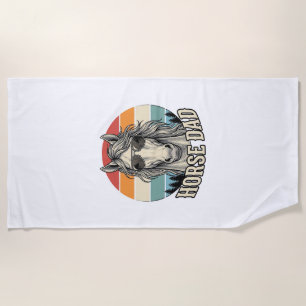 Horse Dad Vintage Sunset Engraving Vector Design_1 Beach Towel