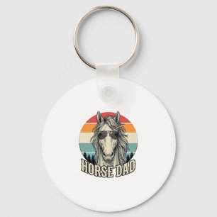 Horse Dad Vintage Sunset Engraving Vector Design_1 Key Ring